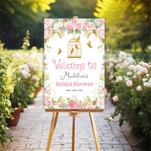 Poster Pancarte de bienvenue Floral Birdcage *Pancarte de