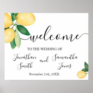 Poster Pancarte de bienvenue pour le mariage aux citrons