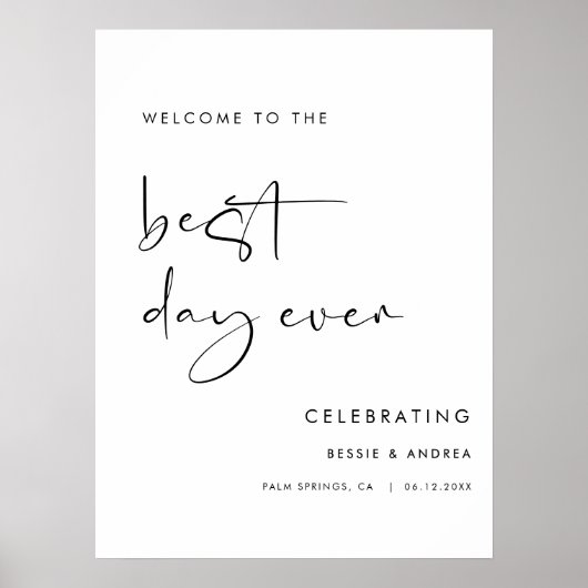 Poster Pancarte de bienvenue pour mariage Meilleur Jour d (Devant)