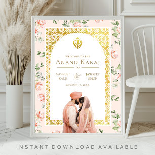 Poster Pancarte de bienvenue pour mariage sikh Anand Kara