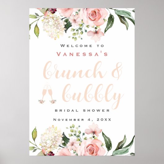Poster Pancarte de bienvenue pour un mariage Brunch et Bu (Devant)
