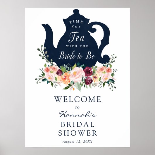 Poster Pancarte de bienvenue pour un mariage Tea Time (Devant)