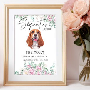 Poster Pancarte de boisson signature pour chien Basset Ho