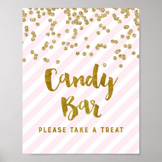 Poster Pancarte de bonbons pour Baby Shower thème Rose Go (Devant)