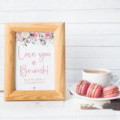 Poster Pancarte de Brunch de Mariage Floral Rose Watercol