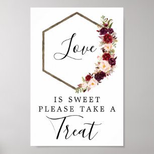 Poster Pancarte de cadeaux Boho Bourgogne Love Is Sweet