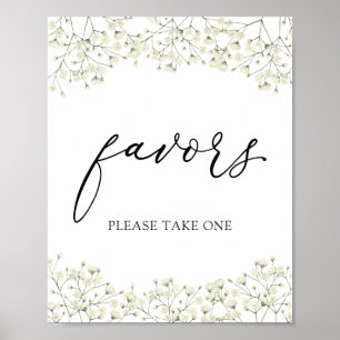 Poster Pancarte de cadeaux de baptême Fleur de bébé simpl