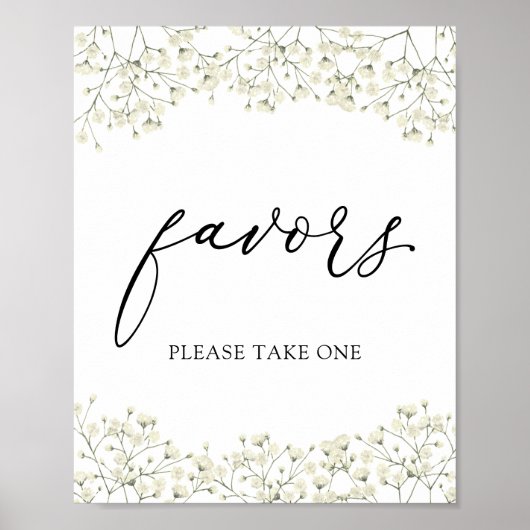 Poster Pancarte de cadeaux de baptême Fleur de bébé simpl (Devant)