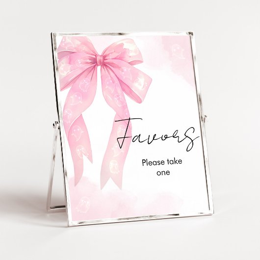 Poster Pancarte de cadeaux de douche Bébé arc rose