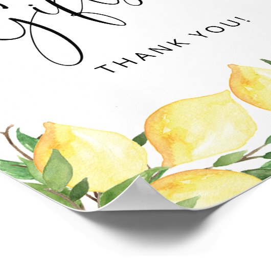 Poster Pancarte de cadeaux de douche de mariage de citron (Coin)