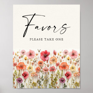 Poster Pancarte de cadeaux de fête prénuptiale Fleurs en