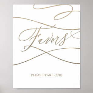Poster Pancarte de cadeaux de mariage en calligraphie dor
