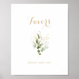 Poster Pancarte de cadeaux de sage verdure eucalyptus or