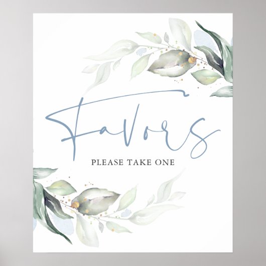 Poster Pancarte de cadeaux Fleurs bleues poussiéreuses et (Devant)