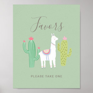 Poster Pancarte de cadeaux pour une baby shower Llama Oh