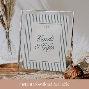 Poster Pancarte de cartes de mariage et cadeaux à rayures