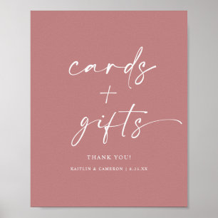 Poster Pancarte de cartes de mariage et cadeaux Rose Pous