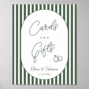 Poster Pancarte de cartes de mariage et de cadeaux rayée