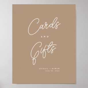 Poster Pancarte de cartes et cadeaux bohème minimaliste é