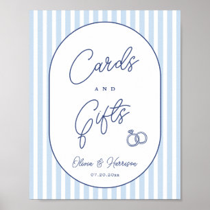 Poster Pancarte de cartes et cadeaux de mariage à rayures