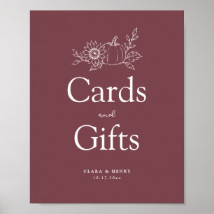 Poster Pancarte de cartes et cadeaux de mariage citrouill