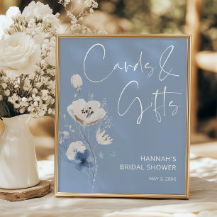 Poster Pancarte de cartes et cadeaux de mariage floral bl
