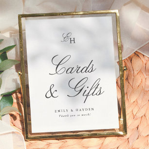 Poster Pancarte de cartes et cadeaux de mariage minimalis