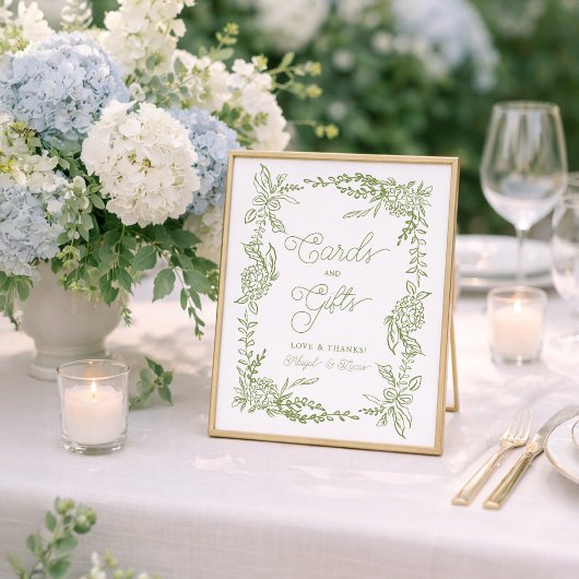 Poster Pancarte de Cartes et Cadeaux d'Hydrangea Vert Sau