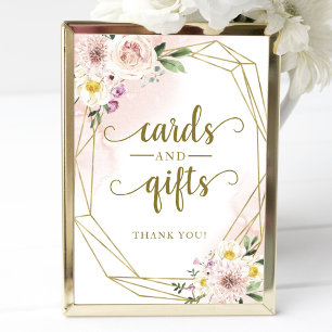 Poster Pancarte de cartes et cadeaux géométriques floraux