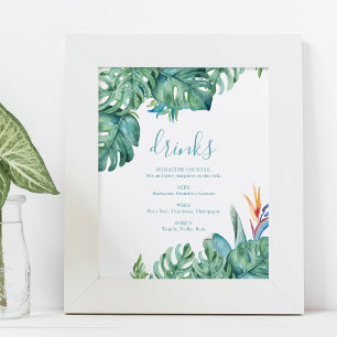 Poster Pancarte de cocktails de mariage sur la plage thèm