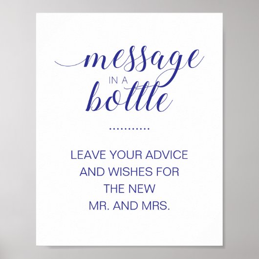 Poster Pancarte de conseils de mariage Navy Blue Message (Devant)