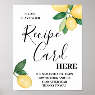 Poster Pancarte de douche Citrons Leave Recipe Card Here