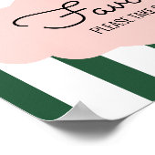 Poster Pancarte de Faveur de Baby Shower Rose et Vert de  (Coin)