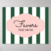 Poster Pancarte de Faveur de Baby Shower Rose et Vert de  (Devant)