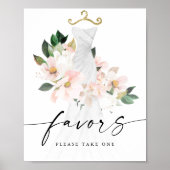 Poster Pancarte de Faveurs de Fête de Mariage Florale Ros (Devant)