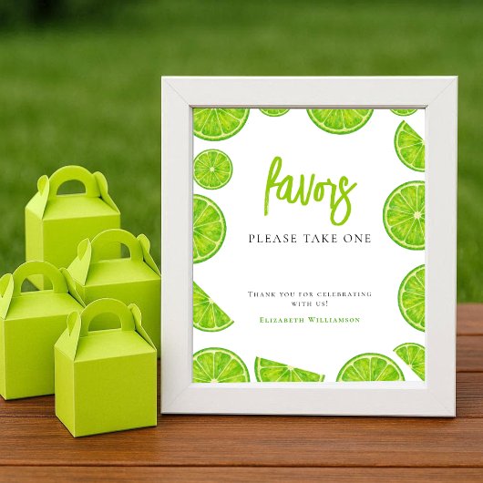 Poster Pancarte de faveurs de mariage lime vert Main Sque