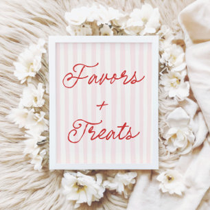 Poster Pancarte de faveurs et de friandises rayée rose et