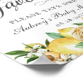 Poster Pancarte de Favors Floral Citron Chic Bébé Mariage (Coin)