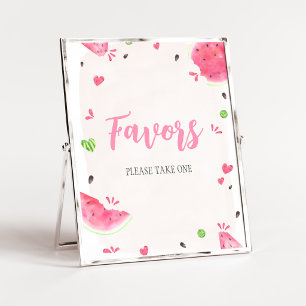 Poster Pancarte de Favors pour Baby Shower Fille Pastèque