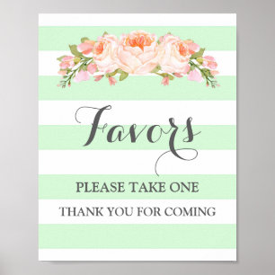 Poster Pancarte de Favors pour Baby Shower Fleurs de Ment
