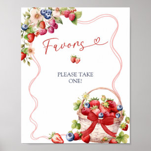 Poster Pancarte de fête de mariage Coquette Berry In Love
