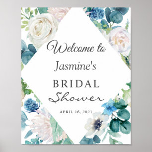 Poster Pancarte de Fête de Mariage Florale Vert Sauge Ble