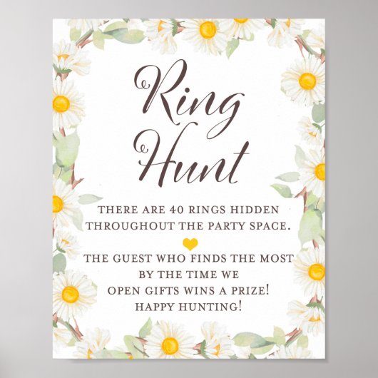 Poster Pancarte de Fête de Mariage Thème Daisy de Printem (Devant)