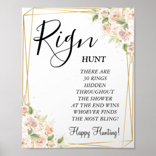 Poster Pancarte de jeu de bains de mariage Floral Ring Ri