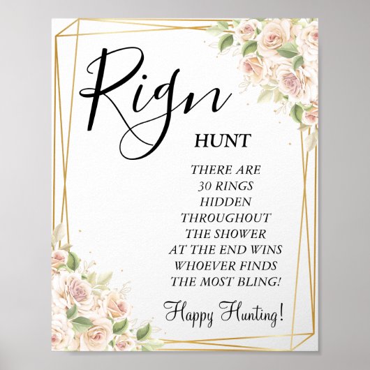 Poster Pancarte de jeu de bains de mariage Floral Ring Ri (Devant)
