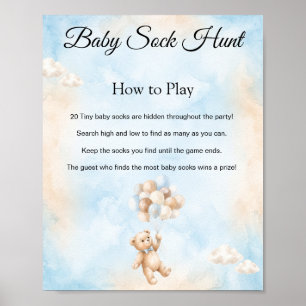Poster Pancarte de jeu de chasse aux chaussettes de bébé