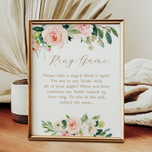 Poster Pancarte de jeu de la bague florale pour mariage