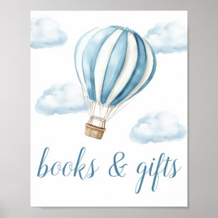 Poster Pancarte de livres et cadeaux pour bébé Shower Blu