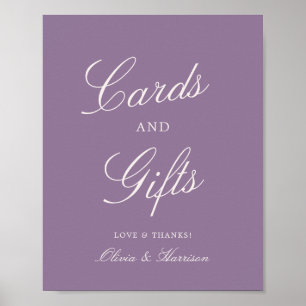Poster Pancarte de mariage à calligraphie mauve pour cart