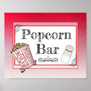 Poster Pancarte de mariage au bar à popcorn rouge